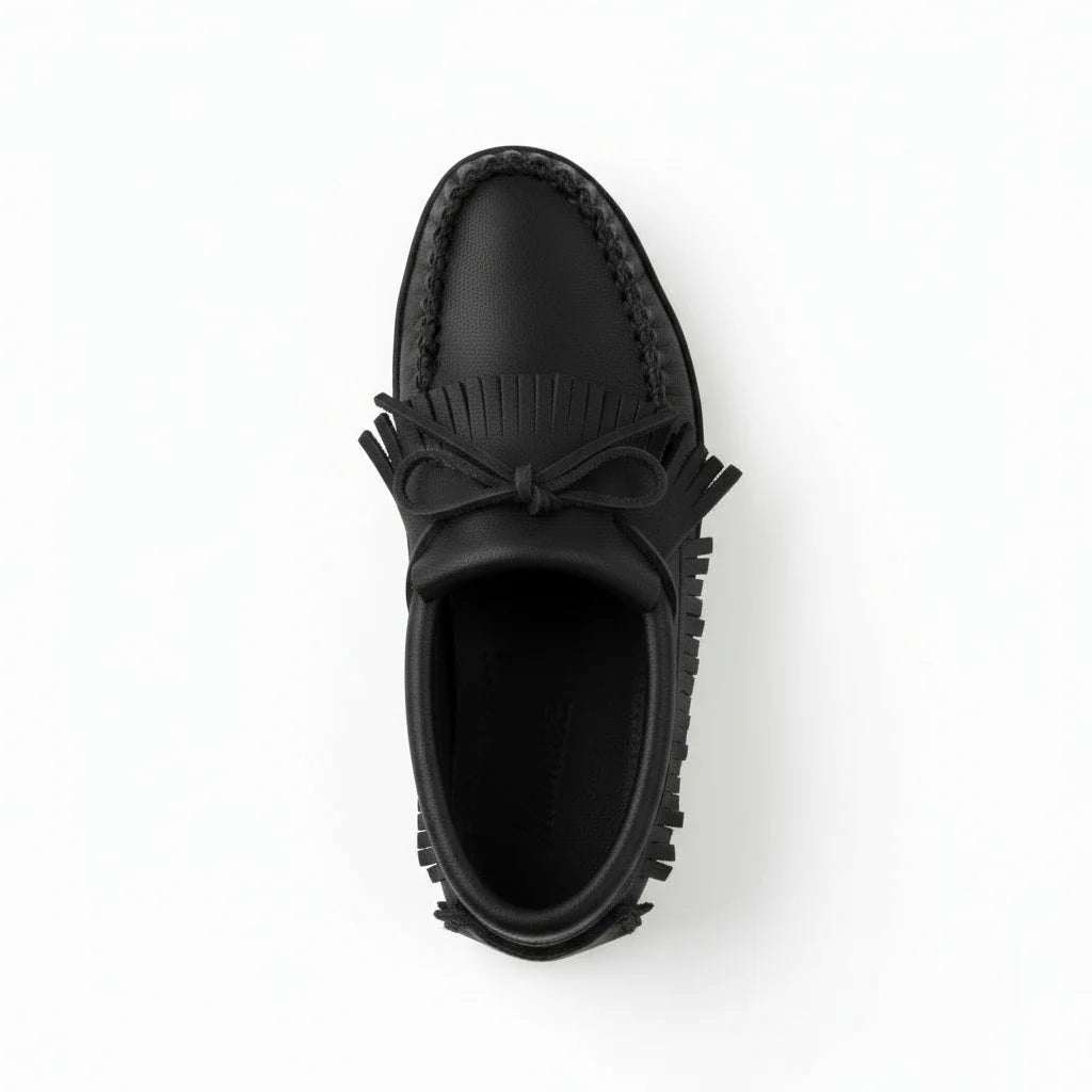 Black loafer shoe on a white background