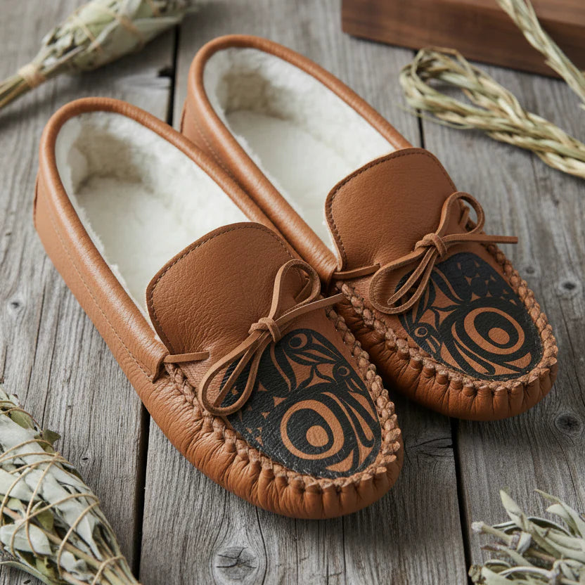 Mens Bullhide Frog Spirit Moccasins With Fleece Lining